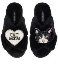 Laines London - Classic Laines Slippers With Cat Mum/Mom & Oreo & Shorthair Cat Brooches - Lyst