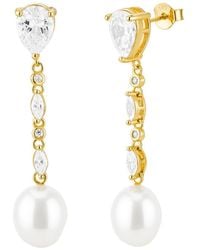 Harfi - Elegant Baroque Pearl Plated Dangle Drop Earrings - Lyst