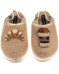 Laines London - Neutrals Flatform Cloud Closed Toe Slippers With Coffee & Croissant Brooches Brooches - Lyst