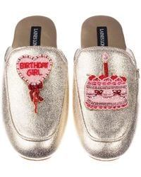 Laines London - Classic Mules With Birthday Girl & Birthday Cake Brooches - Lyst