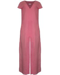 Larsen and Co - Pure Linen Casablanca Jumpsuit In Peony Pink - Lyst