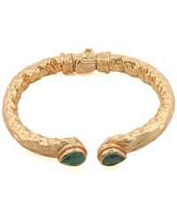 Ebru Jewelry - Cleopatra Emerald Stone & Cuff Chunky Bracelet - Lyst