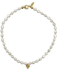 Farra - Freshwater Pearls With Heart Pendant Necklace - Lyst