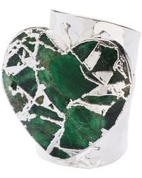 YAA YAA LONDON - Molten Heart Longline Green Stone Silver Adjustable Ring - Lyst
