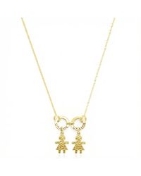 Unaloe - Vermeil Necklace With Little Girl Charms – Hammered Child Silhouette Pendants, Personalised Family Fine Jewellery - Lyst