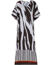DHARA SHETH DUBAI - Into The Wild Zebra Animal Print Long Cotton Kaftan Dress With Side Slit - Lyst