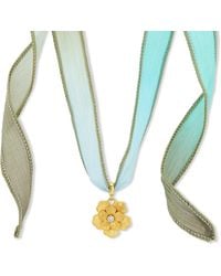 Jewelbird - Ombre Aqua- Hand Dyed Silk Ribbon Necklace - Lyst