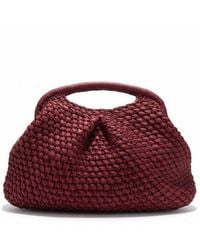 Springmoonatelier - Handmade Raffia Top-Handle Bag – Burgundy - Lyst