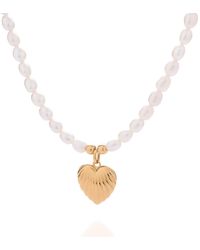 Nellou Jewellery - Scallop Heart Pearl Necklace Plated Sterling - Lyst