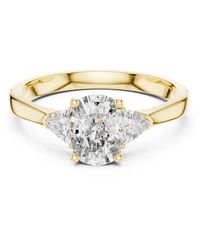 Aya Fine Jewelry - Bridal Cushion Cut Three Stone Lab Diamond Ring For Gifting 10K - Lyst
