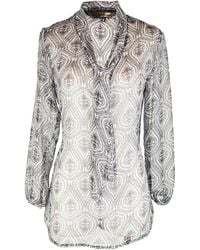 Jennafer Grace - Peri Paisley Tie Front Blouse - Lyst