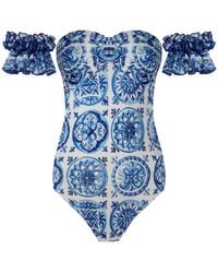Nur Karaata - Marigold Bleu Blanc Swimsuit - Lyst