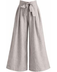 Nikka Place - Linen Gaucho Summer Trousers With Front Tie - Lyst