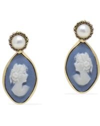 Vintouch Italy - Isabella-Plated Sky Cameo Stud Earrings - Lyst