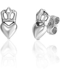 Unaloe - Sterling Crown And Heart Stud Earrings – Also Perfect For Second Piercing - Lyst