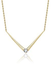 Genevive Jewelry - Stella Plated With Emerald Cubic Zirconia Solitaire Chevron Layering Necklace - Lyst
