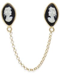 Vintouch Italy - Little Lovelies Gold-plated Black Cameo Single Earring - Lyst
