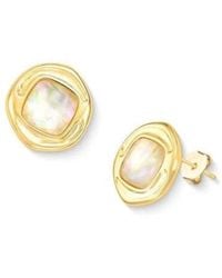 Purplee Store - Premium Plated Statement Hoop Earrings With Genuine Opal Of The Sea - Lyst