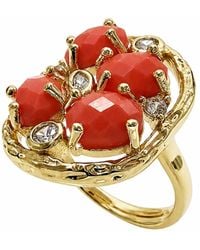 Farra - Jade With Zircon Statement Ring - Lyst