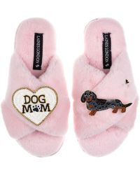 Laines London - Classic Laines Slippers With Dog Mum/Mom & Dapple Dachshund Brooches - Lyst