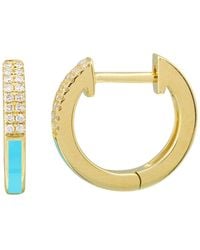KAMARIA - Diamond Huggie Earrings With Enamel - Lyst