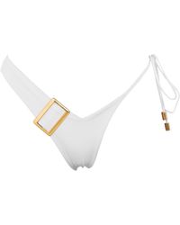 ANTONINIAS - Dulcet Double Layered Asymmetric Bikini Bottom With Golden Details - Lyst
