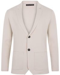 Paul James Knitwear - Neutrals Cotton Deconstructed Knitted Gabriel Blazer - Lyst