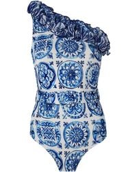 Nur Karaata - Alexis Bleu Blanc Swimsuit - Lyst
