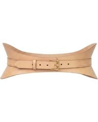Haute Cuir - Neutrals Nude Crescent Leather Corset Belt - Lyst