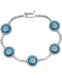 Spero London - Round Bezel Multi Evil Eye Sterling Tennis Bracelet - Lyst