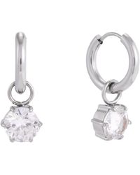 Nazzar - Cz Charm Huggie Hoop Earrings - Lyst