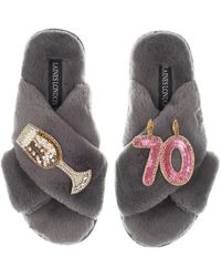 Laines London - Classic Laines Slippers With 70th Birthday & Champagne Glass Brooches - Lyst