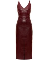 UNDRESS - Calista Bordeaux Vegan Leather Midi Dress With Front Slit - Lyst