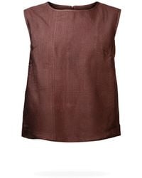 Stovaria - Chocolate Handwoven Cotton Silk Structured Sleeveless Top - Lyst