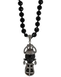 Ebru Jewelry - Black Pave Diamond Vintage African Pendant Beaded Necklace - Lyst