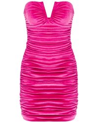 NAZLI CEREN - Luce Velvet Mini Dress In Pink - Lyst