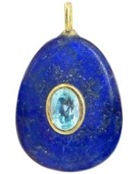 KAMARIA - Lapis Gemstone Pendant With Topaz -- Medium Pear - Lyst