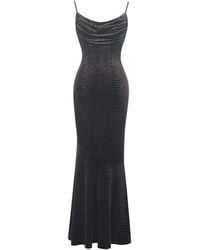 Miss Circle New York - Veronique Croc-Embossed Velvet Cowl Neck Mermaid Maxi Dress - Lyst