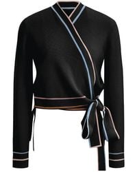 Roch Perel - Coloured Trim Wrap Sweater - Lyst