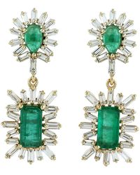 Artisan - 18K Emerald & Diamond Double Drop Statement Earrings - Lyst
