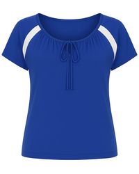 Conquista - Contrast Panel Tie-Detail Top With Short Sleeves - Lyst