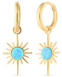 Spero London - Northern Star Starburst Drop Hoop Blue Opal Earring Sterling Silver - Lyst