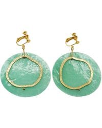 Laura Daili - Emerald Shell Clip On Earrings - Lyst