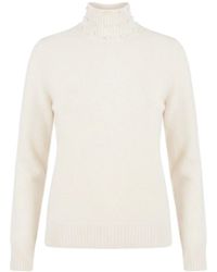 James Lakeland - Cream Pearl-Embellished High-Neck Jumper - Lyst