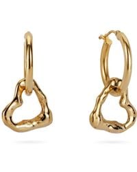 Lulu and Boo Jewellery - Solid Nine Carat Hoop Earrings With Drop Molten Heart - Lyst