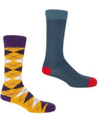 Peper Harow - Made in England - Mustard Argyle & Lux Taylor Socks Two Pack - Lyst