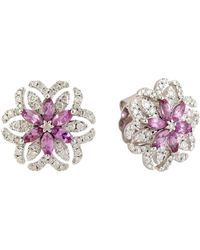 Artisan - Sapphire & Diamond Floral Stud Earrings - Lyst