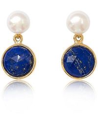 Pearls of the Orient Online - Nova Lapis Lazuli & Cultured Freshwater Pearl Drop Earrings - Lyst
