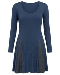 Conquista - Long Sleeve A Line Jersey Dress With Creased Fabric Detail - Lyst