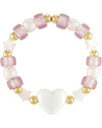 Olivia Le - Puff Heart Ivory Glass Bead Bracelet - Lyst